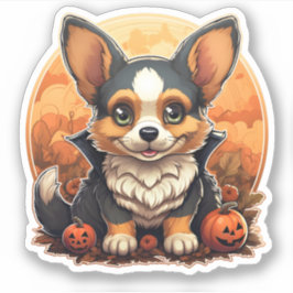 Hund med Pumpkins Tecknad Halloween Corgi Klistermärken