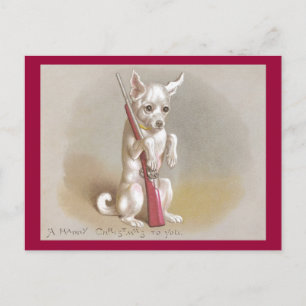 Hund med Rifle Victorian jul Helg Vykort