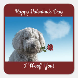 Hund med Ro Valentine Fyrkantigt Klistermärke