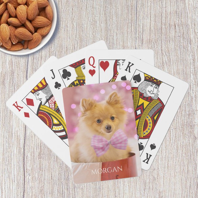 Hund med Rosa Bow Tie eller fotot, Namn Casinokort (Skapare uppladdad)