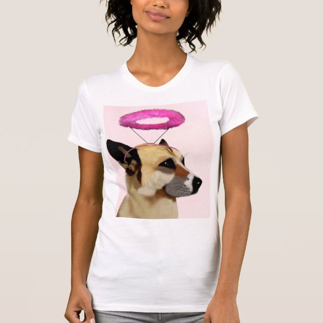 Hund med Rosa Halo T-shirt (Framsida)