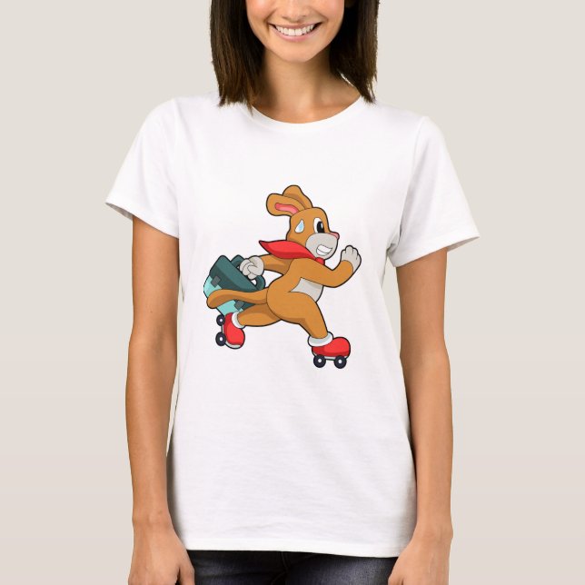 Hund med rullskridskor t shirt (Framsida)