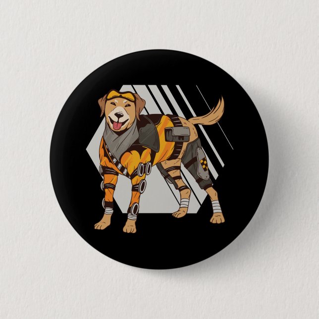 Hund med rustning, Robot Hund, Cyborg Hund Knapp (Framsida)