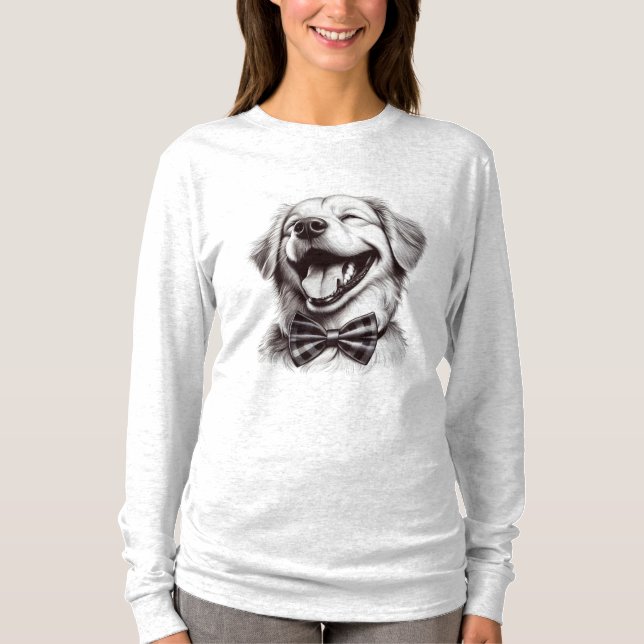 hund med sängskratt t shirt (Framsida)