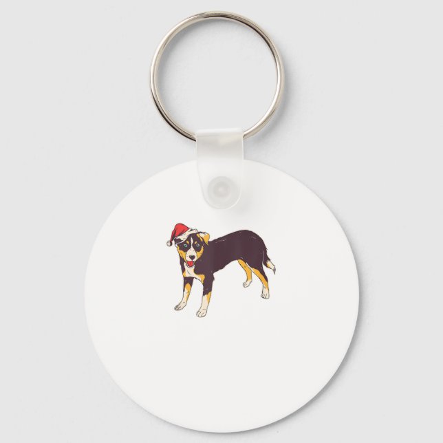 Hund med Santa Hat - Finny jul Nyckelring (Framsida)