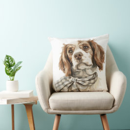 Hund MED SKARV FÖR BEGRÄNSNINGSPANIEL MED GRÖNT Kudde