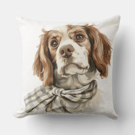 Hund MED SKARV FÖR BEGRÄNSNINGSPANIEL MED GRÖNT Kudde