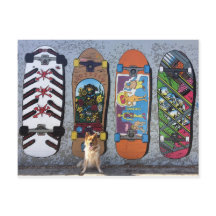 Hund med Skateboardspel Mural