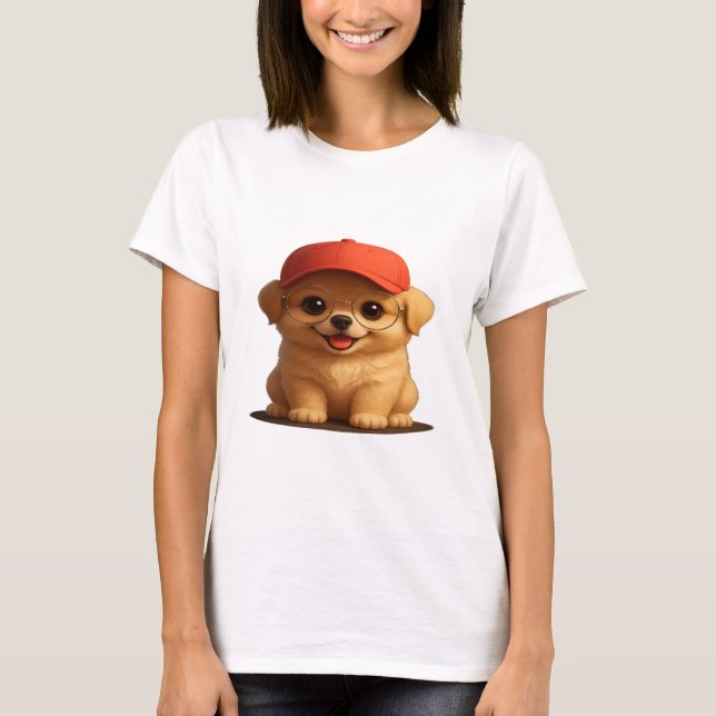 Hund med sockel och glasögon - T-Shirt för kvinnor (Framsida)