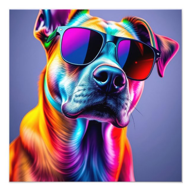 Hund med solglasögon fototryck (Framsidan)