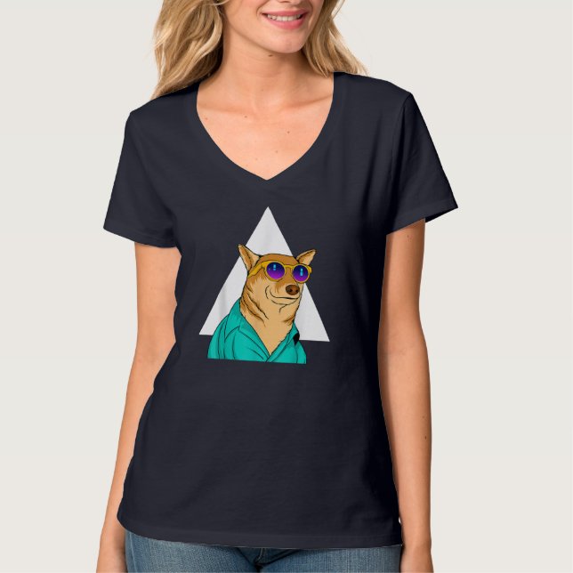 Hund med solglasögon Funny Pet Cute Tecknad Grap T Shirt (Framsida)