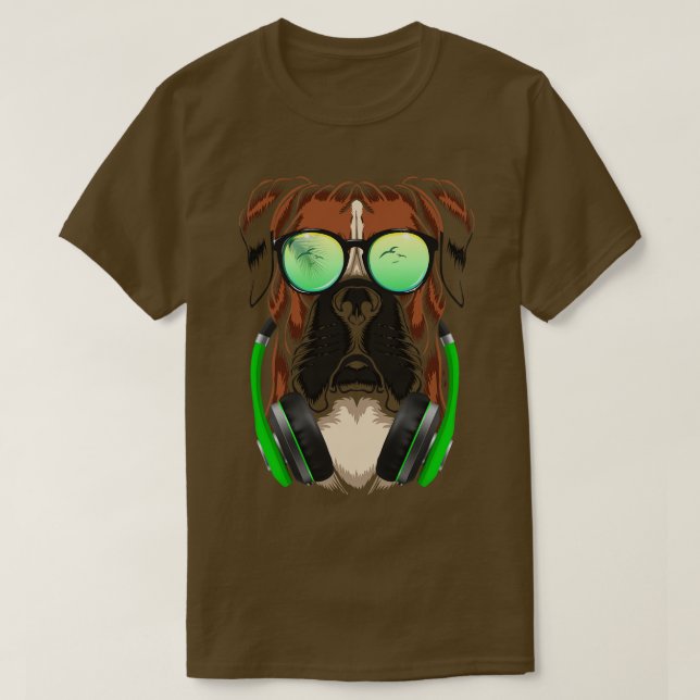 Hund med solglasögon och hörlurar t shirt (Design framsida)