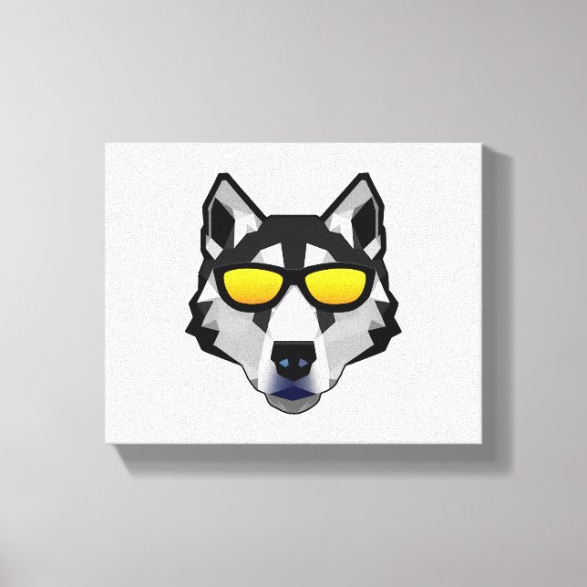 Hund med solglasögon - Siberian husky Canvastryck (Framsida)