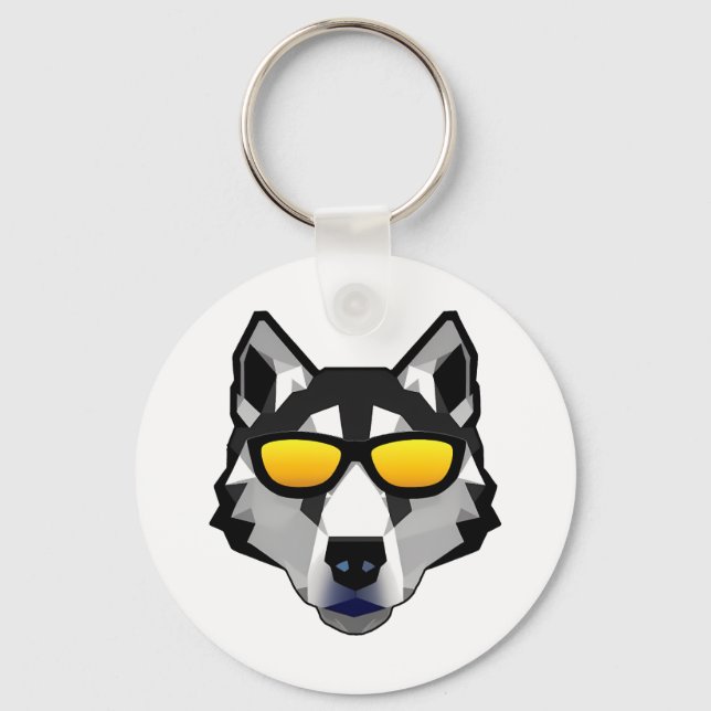Hund med solglasögon - Siberian husky Nyckelring (Framsida)