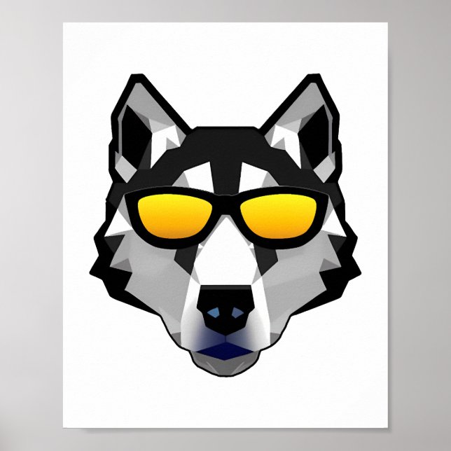Hund med solglasögon - Siberian husky Poster (Framsidan)