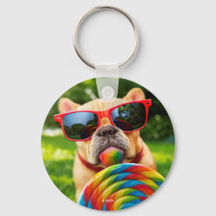 Hund med stor logotyp nyckelring