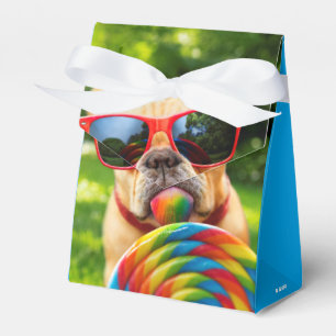 Hund med stor logotyp presentaskar
