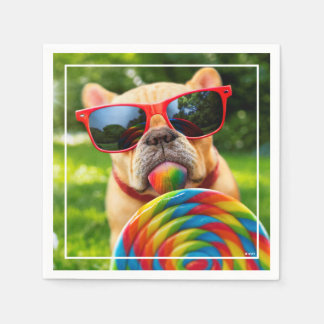 Hund med stort Lollipop Pappersservett