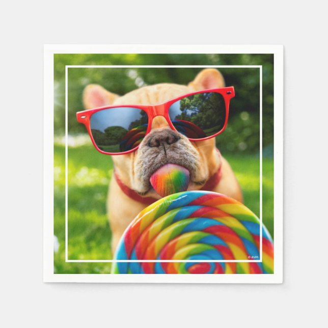 Hund med stort Lollipop Pappersservett (Framsidan)