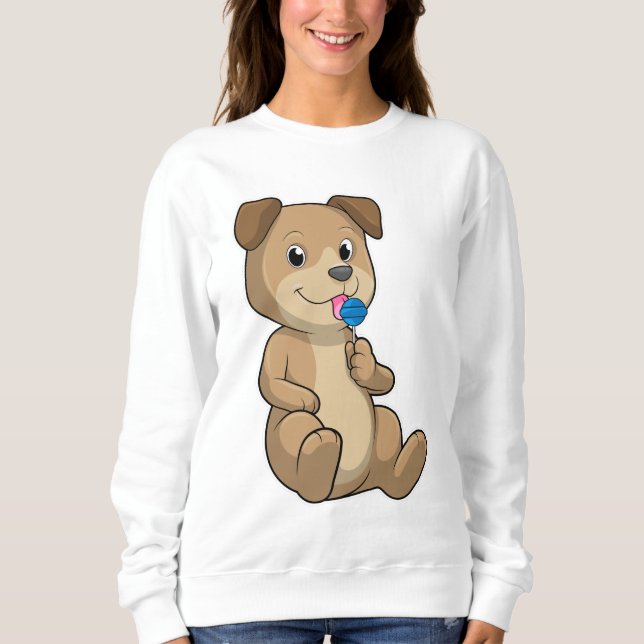 Hund med Sweets Lollipop T Shirt (Framsida)