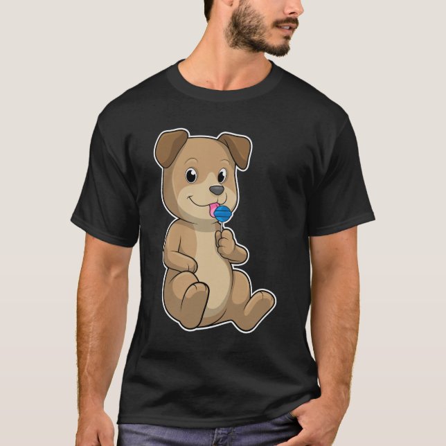 Hund med Sweets Lollipop T Shirt (Framsida)