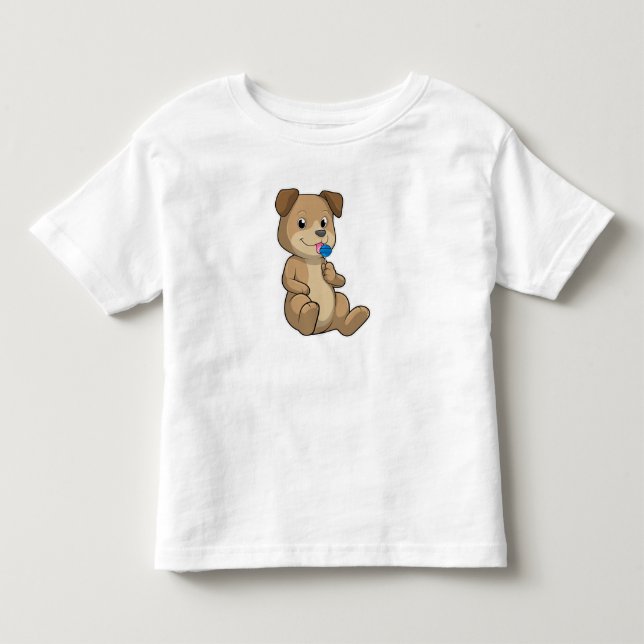 Hund med Sweets Lollipop T Shirt (Framsida)