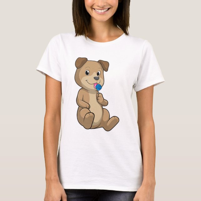 Hund med Sweets Lollipop T Shirt (Framsida)