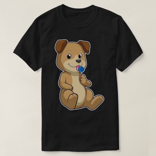 Hund med Sweets Lollipop T Shirt (Design framsida)
