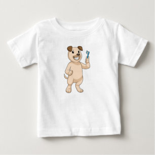 Hund med tandborste t shirt