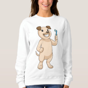 Hund med tandborste t shirt