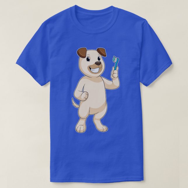 Hund med tandborste t shirt (Design framsida)