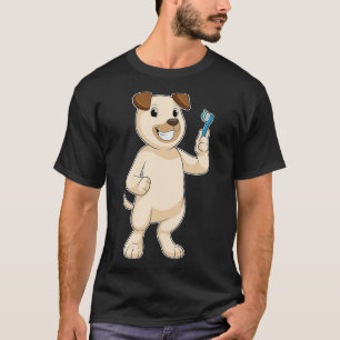 Hund med tandborste t shirt