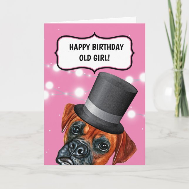 Hund med top hat British Old GIRL humor Kort (Framsida)
