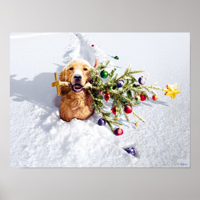 Hund med Träd i Snö Poster (Framsidan)