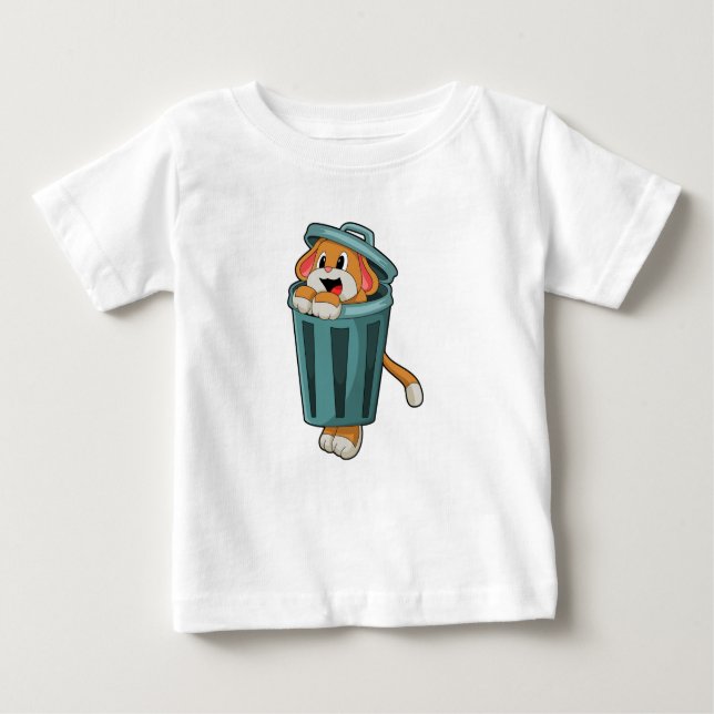 Hund med Trashcan T Shirt (Framsida)