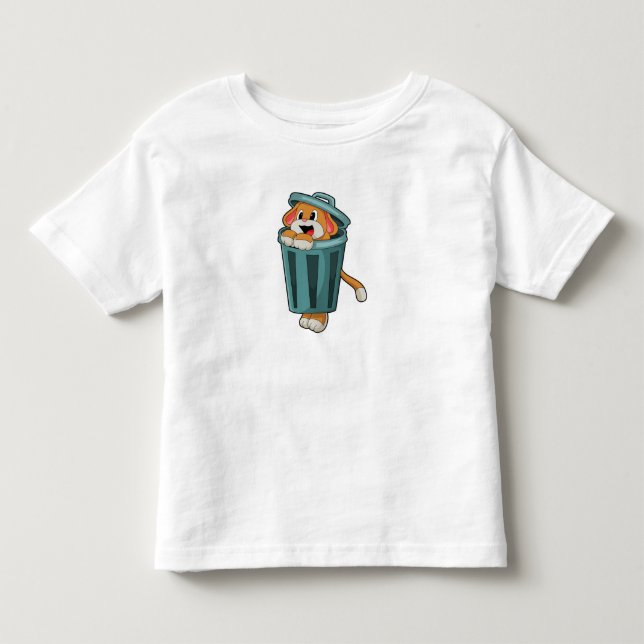 Hund med Trashcan T Shirt (Framsida)