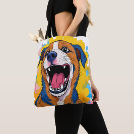 Hund med tryck av färgsprut - Glad hunddesign Tygkasse