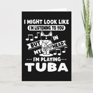 Hund med Tuba Music Tubaist Tubist Tubist Tuba Kort