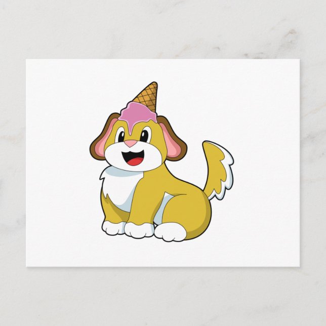 Hund med våffelglass vykort (Framsida)