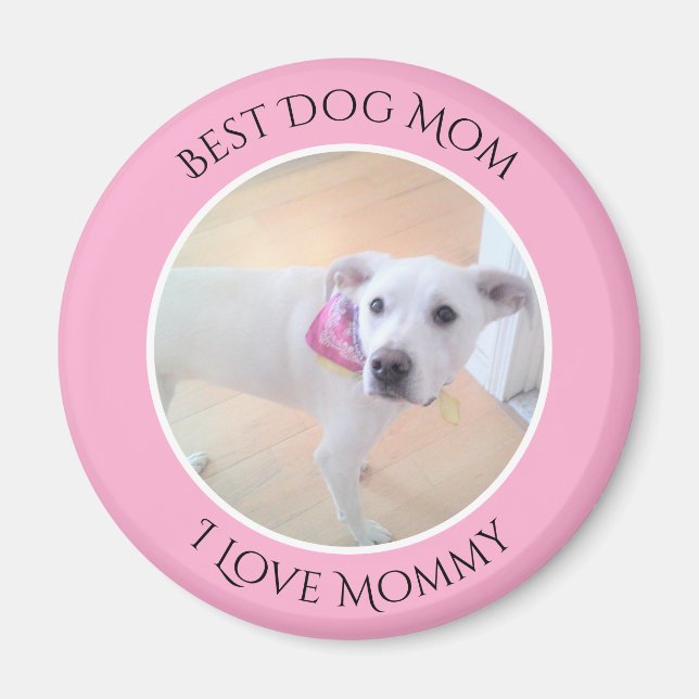 Hund med vit valp i mors dag med sötad Ansikte Magnet (Framsidan)