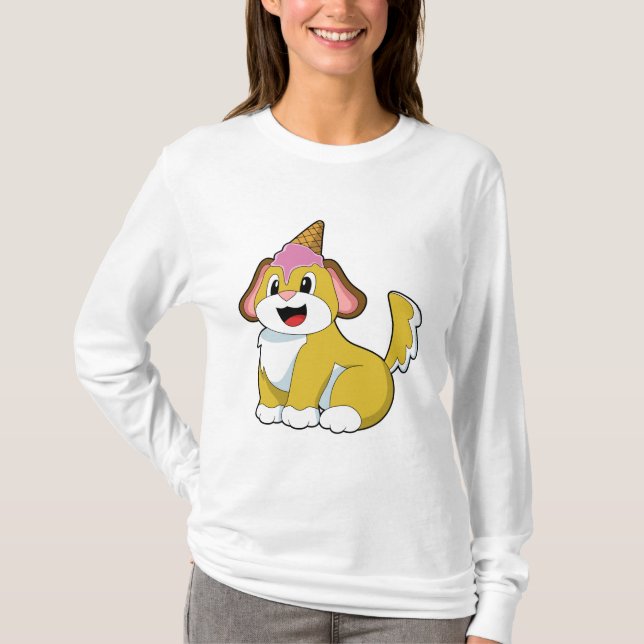 Hund med Waffle glass T Shirt (Framsida)