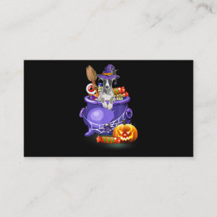 Hund med Witch Hat Candy Pumpkin Halloween Visitkort