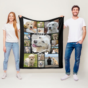 Hund Memorial 15 Photo Collage Sympathy Keepsak Fleecefilt