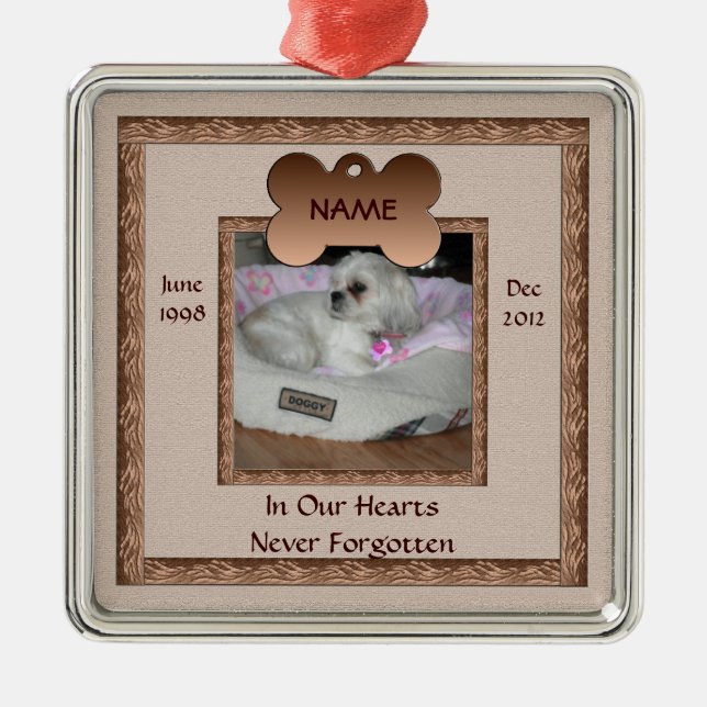 Hund Memorial Brown Tones Julgransprydnad Metall (Framsidan)