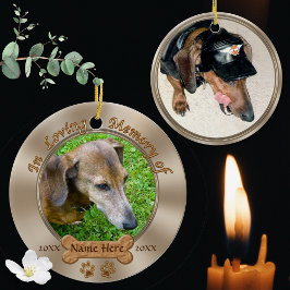 Hund Memorial för foto och Namn Personlig Julgransprydnad Keramik
