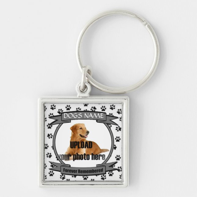 Hund Memorial för påminnelse Fyrkantig Silverfärgad Nyckelring (Framsidan)