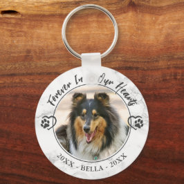 Hund Memorial Forever i Hearts Photo Tass Heart Nyckelring