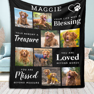 Hund Memorial Gift - Personlig Pet Loss 8-foto Fleecefilt