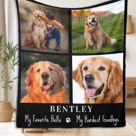 Hund Memorial Gift Pet Loss Anpassningsbar 4 Fotok Fleecefilt