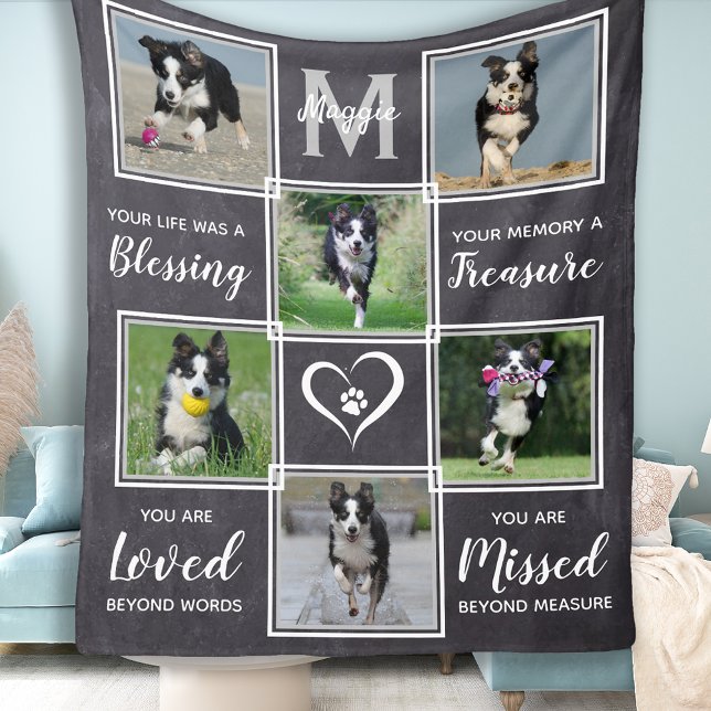 Hund Memorial Gift- Pet Loss Monogram Hund Keepsak Fleecefilt (Skapare uppladdad)